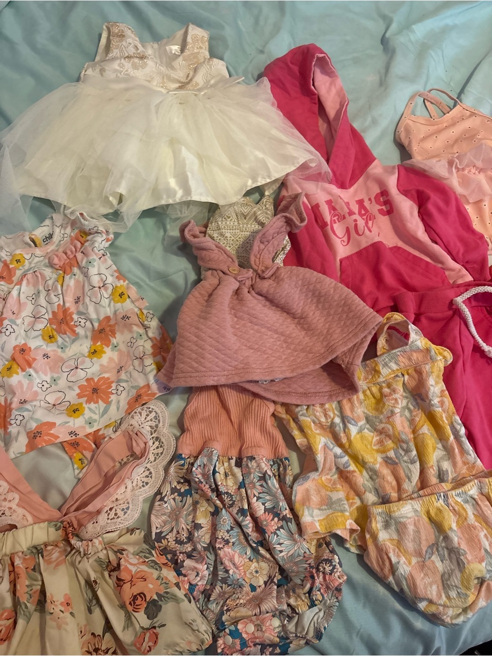 Mixed Baby Girl Dresses & Rompers - Pink, Peach, Cream Floral Set